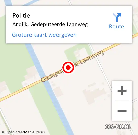 Locatie op kaart van de 112 melding: Politie Andijk, Gedeputeerde Laanweg op 12 februari 2017 09:04