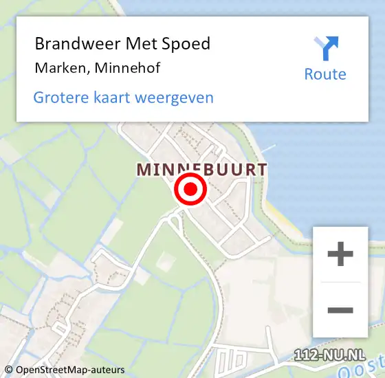 Locatie op kaart van de 112 melding: Brandweer Met Spoed Naar Marken, Minnehof op 12 februari 2017 09:13