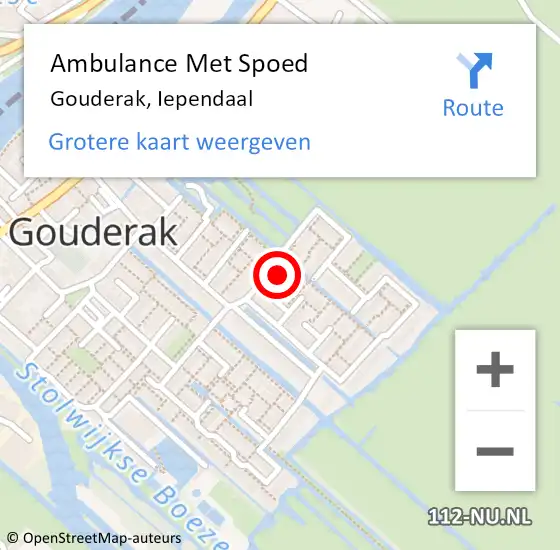 Locatie op kaart van de 112 melding: Ambulance Met Spoed Naar Gouderak, Iependaal op 12 februari 2017 09:36