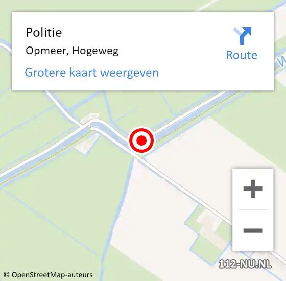 Locatie op kaart van de 112 melding: Politie Opmeer, Hogeweg op 12 februari 2017 10:26