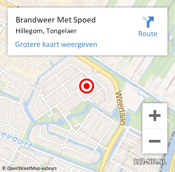 Locatie op kaart van de 112 melding: Brandweer Met Spoed Naar Hillegom, Tongelaer op 12 februari 2017 10:30