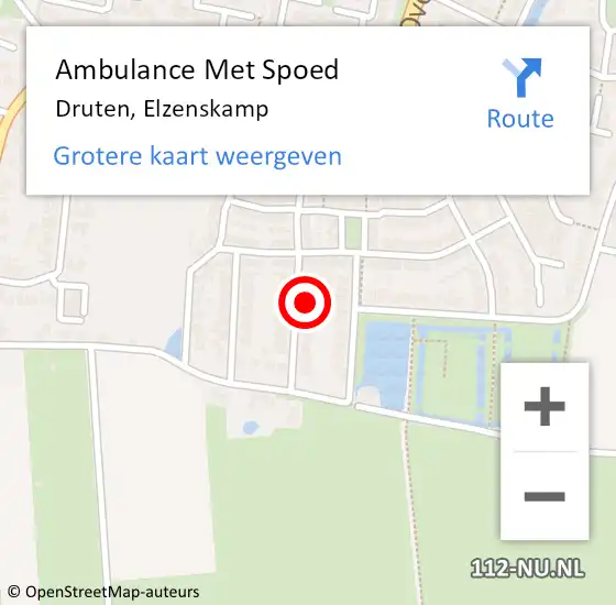 Locatie op kaart van de 112 melding: Ambulance Met Spoed Naar Druten, Elzenskamp op 12 februari 2017 10:35