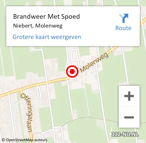 Locatie op kaart van de 112 melding: Brandweer Met Spoed Naar Niebert, Molenweg op 12 februari 2017 10:51