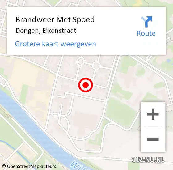 Locatie op kaart van de 112 melding: Brandweer Met Spoed Naar Dongen, Eikenstraat op 12 februari 2017 11:03