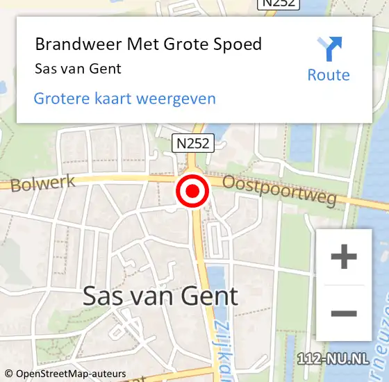 Locatie op kaart van de 112 melding: Brandweer Met Grote Spoed Naar Sas van Gent op 12 februari 2017 13:00