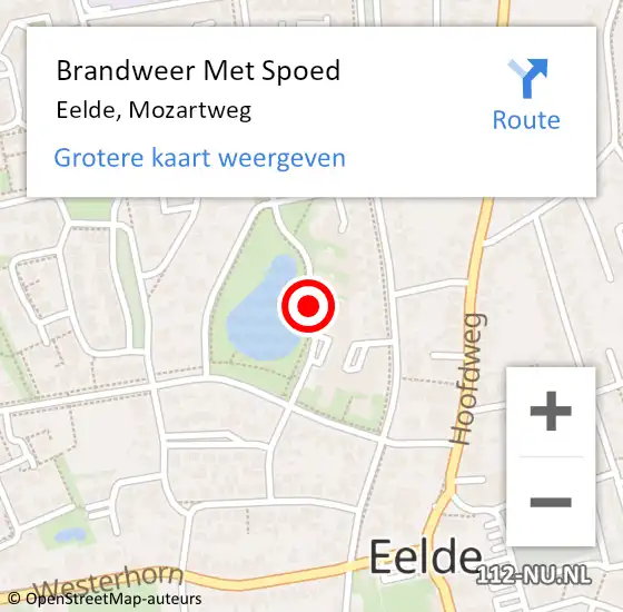 Locatie op kaart van de 112 melding: Brandweer Met Spoed Naar Eelde, Mozartweg op 12 februari 2017 13:13