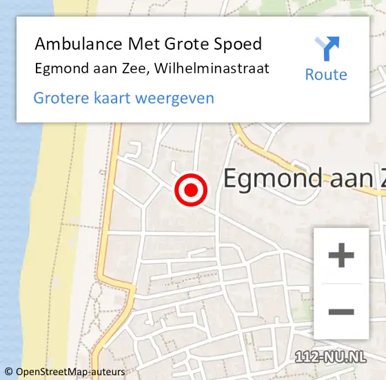 Locatie op kaart van de 112 melding: Ambulance Met Grote Spoed Naar Egmond aan Zee, Wilhelminastraat op 12 februari 2017 14:05