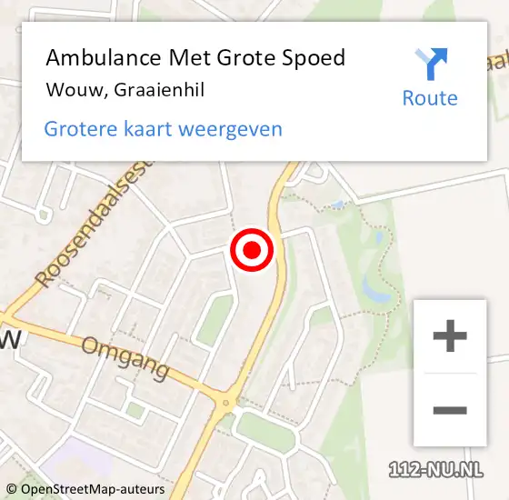 Locatie op kaart van de 112 melding: Ambulance Met Grote Spoed Naar Wouw, Graaienhil op 12 februari 2017 14:56