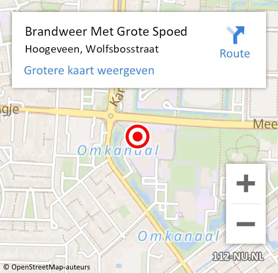 Locatie op kaart van de 112 melding: Brandweer Met Grote Spoed Naar Hoogeveen, Wolfsbosstraat op 12 februari 2017 15:02