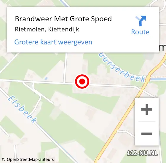 Locatie op kaart van de 112 melding: Brandweer Met Grote Spoed Naar Rietmolen, Kieftendijk op 12 februari 2017 15:43