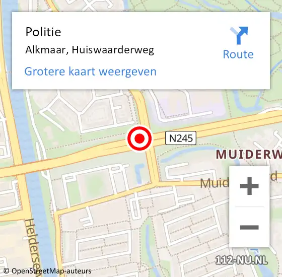 Locatie op kaart van de 112 melding: Politie Alkmaar, Huiswaarderweg op 12 februari 2017 16:06
