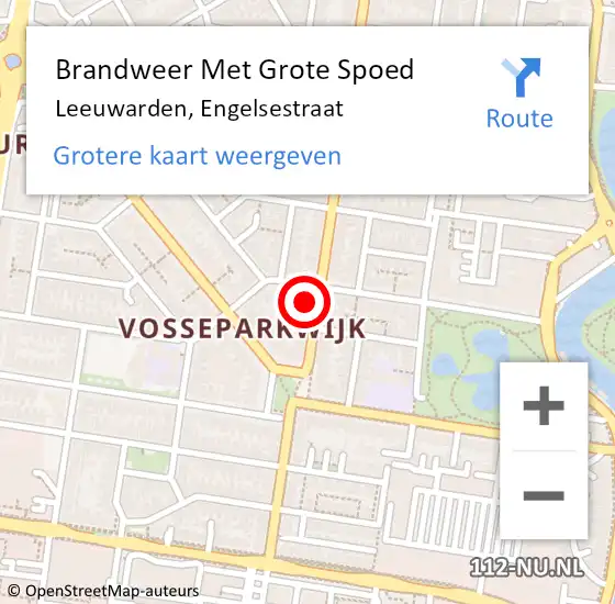 Locatie op kaart van de 112 melding: Brandweer Met Grote Spoed Naar Leeuwarden, Engelsestraat op 12 februari 2017 16:19