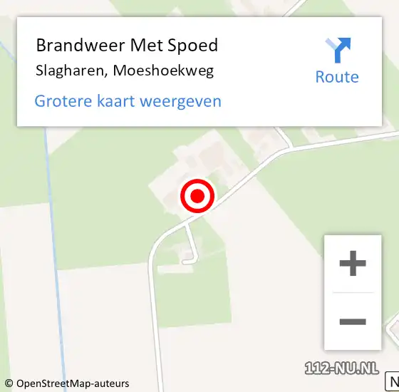 Locatie op kaart van de 112 melding: Brandweer Met Spoed Naar Slagharen, Moeshoekweg op 12 februari 2017 16:37