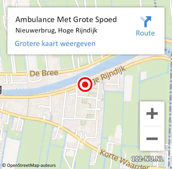 Locatie op kaart van de 112 melding: Ambulance Met Grote Spoed Naar Nieuwerbrug, Hoge Rijndijk op 12 februari 2017 17:05