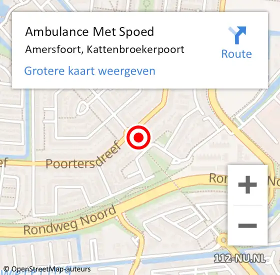 Locatie op kaart van de 112 melding: Ambulance Met Spoed Naar Amersfoort, Kattenbroekerpoort op 12 februari 2017 17:19