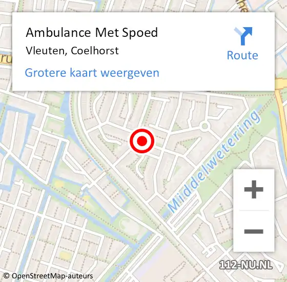 Locatie op kaart van de 112 melding: Ambulance Met Spoed Naar Vleuten, Coelhorst op 12 februari 2017 17:51