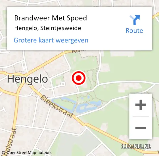 Locatie op kaart van de 112 melding: Brandweer Met Spoed Naar Hengelo, Steintjesweide op 12 februari 2017 18:21