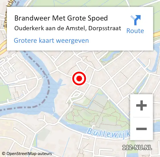 Locatie op kaart van de 112 melding: Brandweer Met Grote Spoed Naar Ouderkerk aan de Amstel, Dorpsstraat op 12 februari 2017 18:27