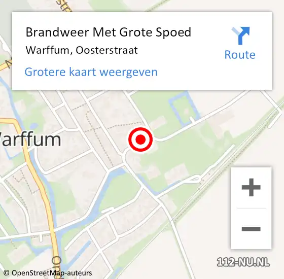 Locatie op kaart van de 112 melding: Brandweer Met Grote Spoed Naar Warffum, Oosterstraat op 10 januari 2014 19:20