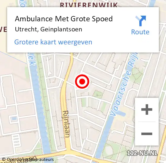 Locatie op kaart van de 112 melding: Ambulance Met Grote Spoed Naar Utrecht, Geinplantsoen op 12 februari 2017 18:42