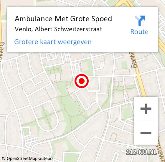 Locatie op kaart van de 112 melding: Ambulance Met Grote Spoed Naar Venlo, Albert Schweitzerstraat op 12 februari 2017 19:56