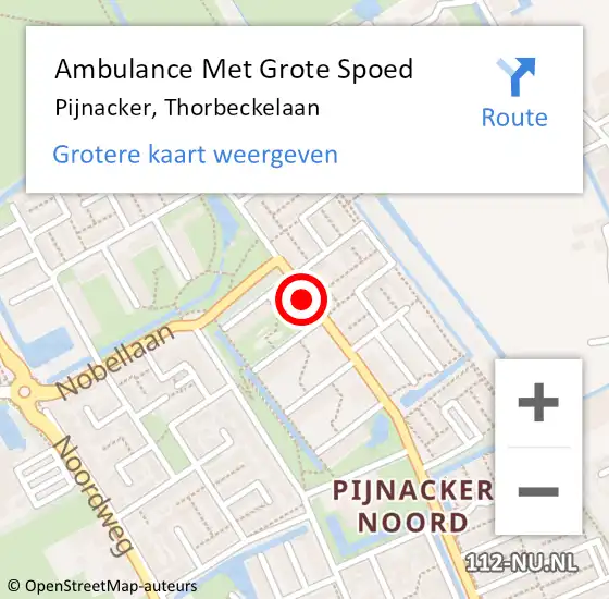 Locatie op kaart van de 112 melding: Ambulance Met Grote Spoed Naar Pijnacker, Thorbeckelaan op 12 februari 2017 19:58