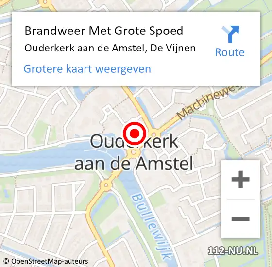 Locatie op kaart van de 112 melding: Brandweer Met Grote Spoed Naar Ouderkerk aan de Amstel, De Vijnen op 12 februari 2017 20:44