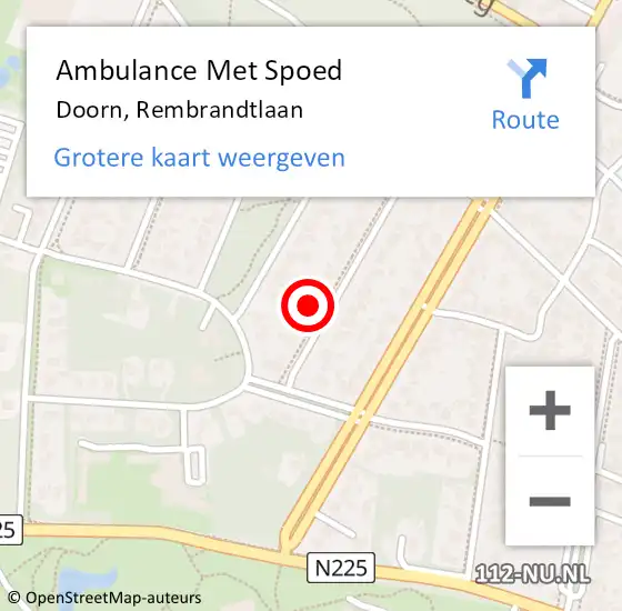 Locatie op kaart van de 112 melding: Ambulance Met Spoed Naar Doorn, Rembrandtlaan op 12 februari 2017 20:47