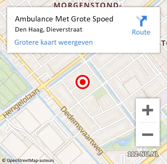 Locatie op kaart van de 112 melding: Ambulance Met Grote Spoed Naar Den Haag, Dieverstraat op 12 februari 2017 21:12