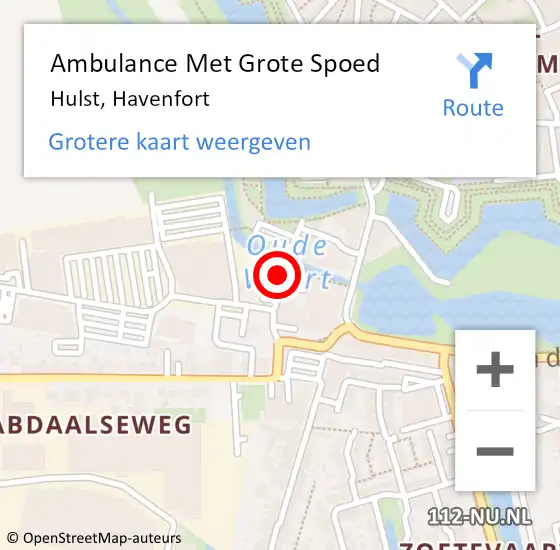 Locatie op kaart van de 112 melding: Ambulance Met Grote Spoed Naar Hulst, Havenfort op 12 februari 2017 21:32