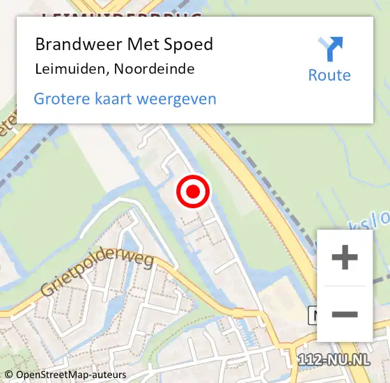 Locatie op kaart van de 112 melding: Brandweer Met Spoed Naar Leimuiden, Noordeinde op 12 februari 2017 21:48