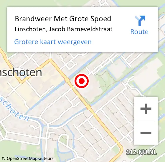 Locatie op kaart van de 112 melding: Brandweer Met Grote Spoed Naar Linschoten, Jacob Barneveldstraat op 12 februari 2017 22:21