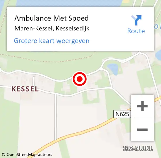 Locatie op kaart van de 112 melding: Ambulance Met Spoed Naar Maren-Kessel, Kesselsedijk op 13 februari 2017 00:28