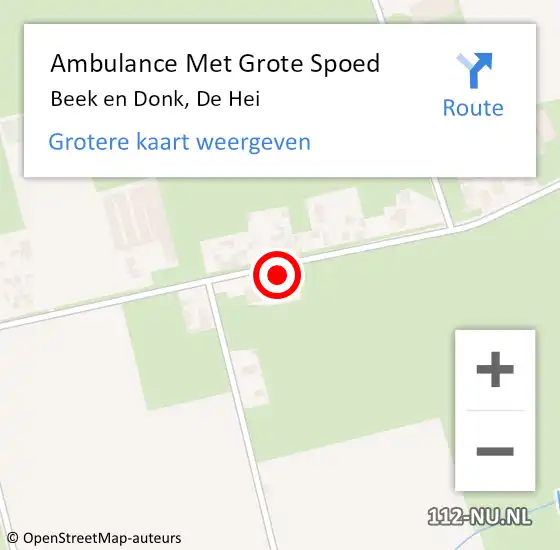 Locatie op kaart van de 112 melding: Ambulance Met Grote Spoed Naar Beek en Donk, De Hei op 13 februari 2017 02:28