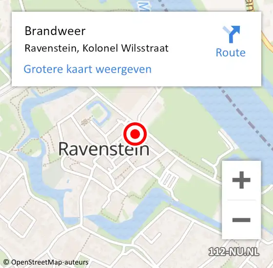 Locatie op kaart van de 112 melding: Brandweer Ravenstein, Kolonel Wilsstraat op 13 februari 2017 02:39