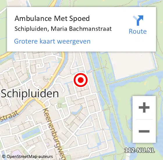 Locatie op kaart van de 112 melding: Ambulance Met Spoed Naar Schipluiden, Maria Bachmanstraat op 13 februari 2017 03:57