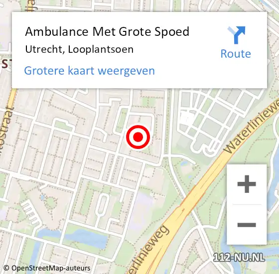 Locatie op kaart van de 112 melding: Ambulance Met Grote Spoed Naar Utrecht, Looplantsoen op 13 februari 2017 04:19