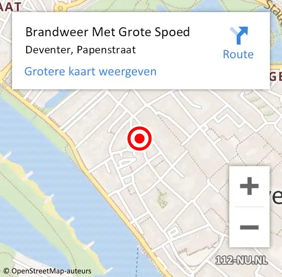 Locatie op kaart van de 112 melding: Brandweer Met Grote Spoed Naar Deventer, Papenstraat op 13 februari 2017 04:30