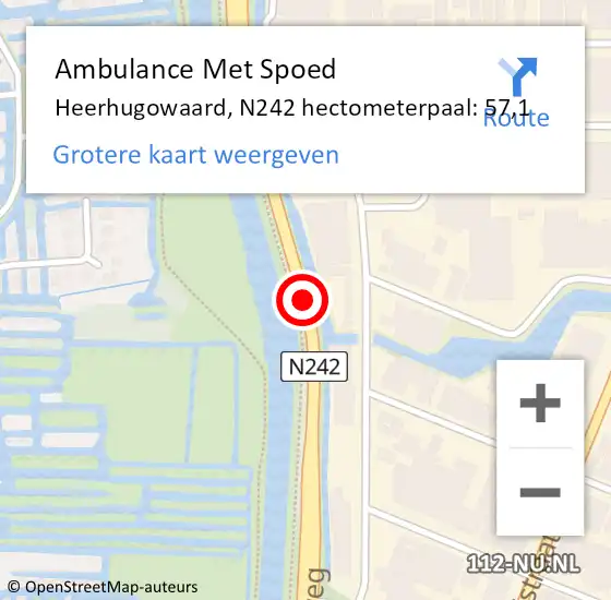 Locatie op kaart van de 112 melding: Ambulance Met Spoed Naar Heerhugowaard, N242 hectometerpaal: 58,0 op 13 februari 2017 06:42