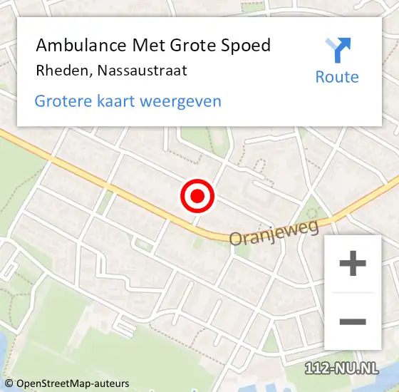 Locatie op kaart van de 112 melding: Ambulance Met Grote Spoed Naar Rheden, Nassaustraat op 13 februari 2017 07:03