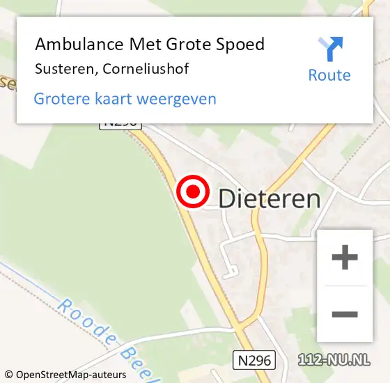 Locatie op kaart van de 112 melding: Ambulance Met Grote Spoed Naar Susteren, Corneliushof op 13 februari 2017 07:03