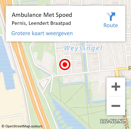 Locatie op kaart van de 112 melding: Ambulance Met Spoed Naar Pernis, Leendert Braatpad op 13 februari 2017 07:28