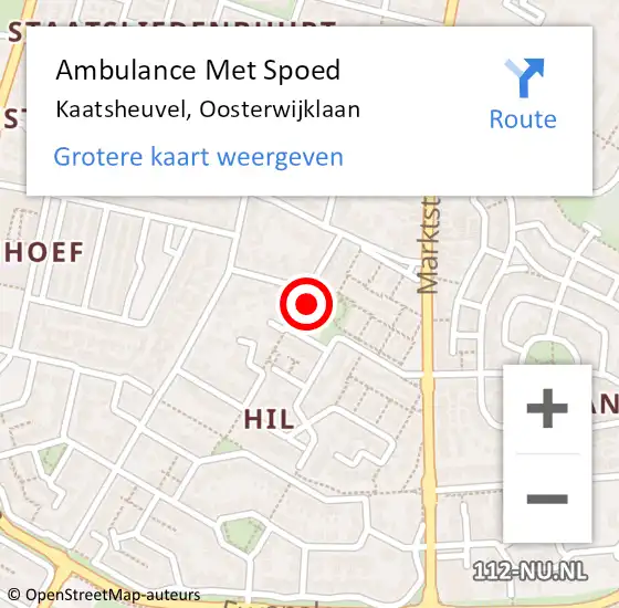 Locatie op kaart van de 112 melding: Ambulance Met Spoed Naar Kaatsheuvel, Oosterwijklaan op 13 februari 2017 07:50