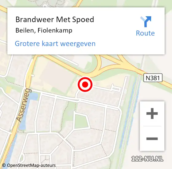 Locatie op kaart van de 112 melding: Brandweer Met Spoed Naar Beilen, Fiolenkamp op 13 februari 2017 07:54