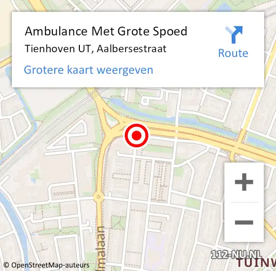 Locatie op kaart van de 112 melding: Ambulance Met Grote Spoed Naar Tienhoven UT, Aalbersestraat op 13 februari 2017 09:03