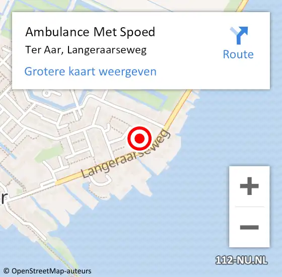 Locatie op kaart van de 112 melding: Ambulance Met Spoed Naar Ter Aar, Langeraarseweg op 13 februari 2017 09:11