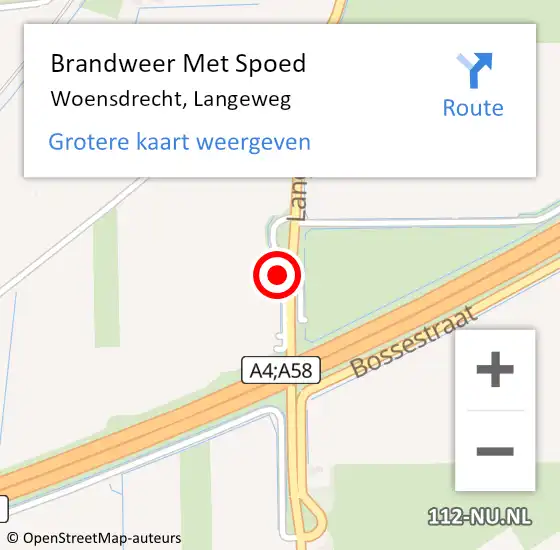 Locatie op kaart van de 112 melding: Brandweer Met Spoed Naar Woensdrecht, Langeweg op 13 februari 2017 10:02