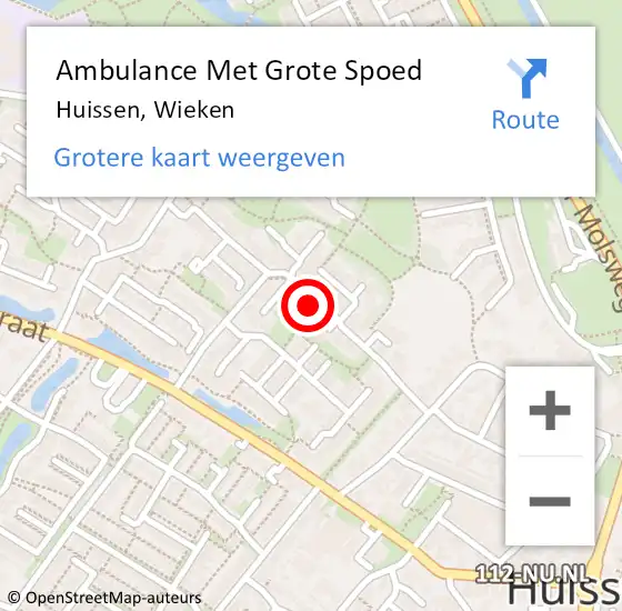 Locatie op kaart van de 112 melding: Ambulance Met Grote Spoed Naar Huissen, Wieken op 13 februari 2017 11:13