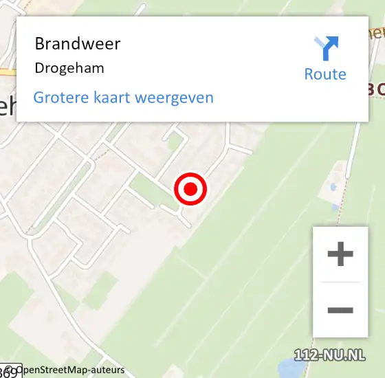 Locatie op kaart van de 112 melding: Brandweer Drogeham op 13 februari 2017 11:55