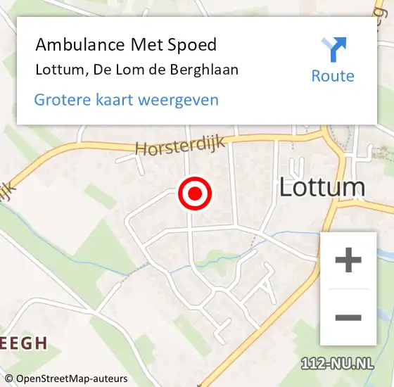 Locatie op kaart van de 112 melding: Ambulance Met Spoed Naar Lottum, De Lom de Berghlaan op 18 september 2013 23:56